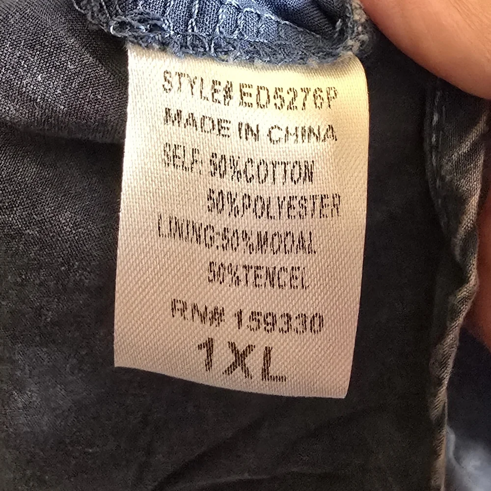 1XL NWT HEYSON Chambray/Grn Mineral Wash Dress 25.5ptp 36.5Long 2 Pockets SOFT! - Picture 6 of 16